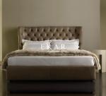 Contemporary Brown Leather Chesterfield Headboard Double King Bed for Sale