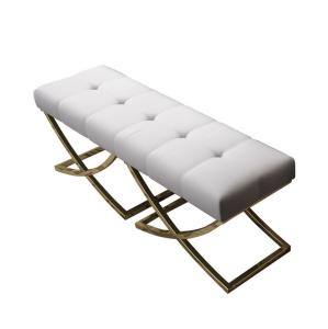 Wholesale Contemporary Velvet upholster Stainless Steel X leg Long Bench Ottoman Foot Stool from china suppliers