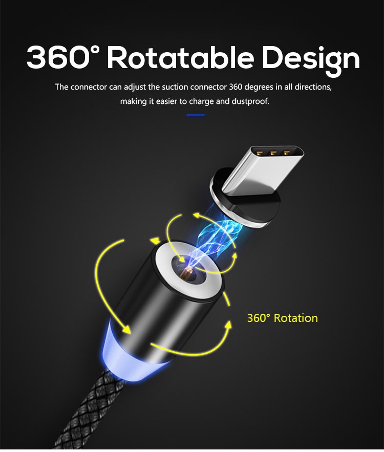 USB C 8pin Micro USB 360 Degree Magnetic Charging Cable