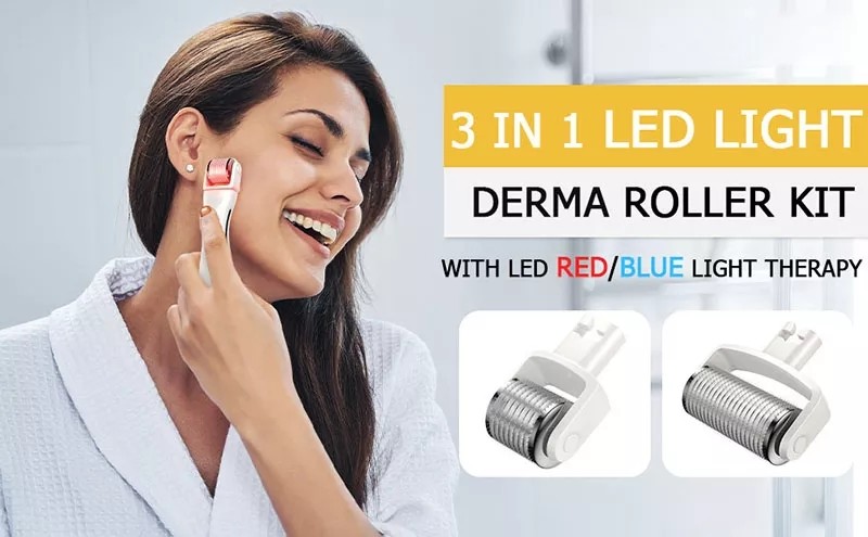 3 IN 1 LED Microneedle Roller Kit LED 0.5 mm Dr. pen Derma Roller Derma Rolling System