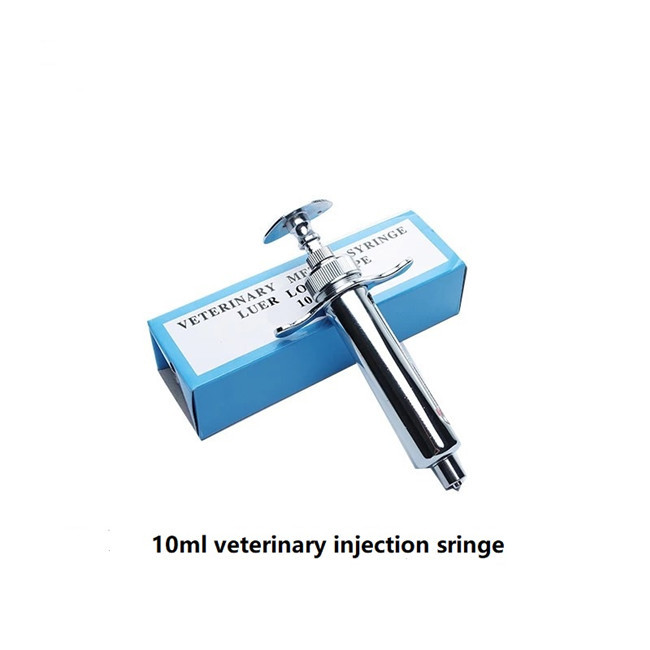 Stainless Steel Luer Lock Metal Veterinary Syringe 10ml Cattle Injection Needles