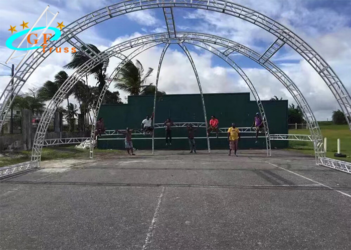 Aluminum Arch Truss Curve Stage With Canopy Ladder Shape
