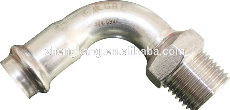 Thin Wall Pipeline V Profile Press Fittings Ss Equal Tee Pipe Fitting