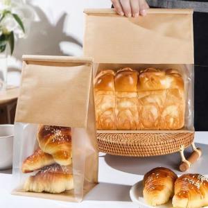 Wholesale Kraft Paper Food Zipper Packaging Bag Paper Bread Loaf Bag with Clear Window from china suppliers