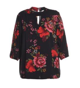 Wholesale Colorful Floral Print Fashion Ladies Blouse With Slit And Back Pleat Design from china suppliers