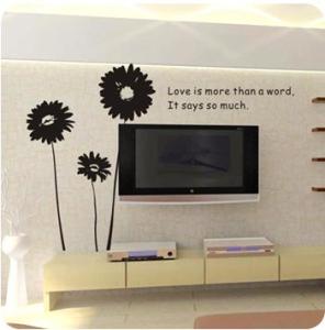Wholesale Black Flowers With English Sentences Wall Flower Stickers A0177 from china suppliers
