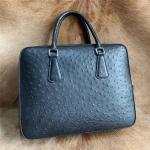 Authentic Ostrich Skin Key Lock Closure Businessmen Large Briefcase Laptop Purse