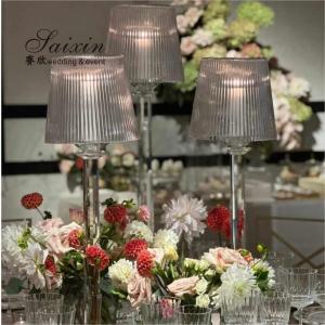 Wholesale Hot selling chic wedding decoration 3 pcs set clear lamp shade stand candle holder for event centerpiece from china suppliers