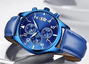 Wholesale Blue Stainless Steel Waterproof Watch Analogue Super Luminous Two Steel Button from china suppliers