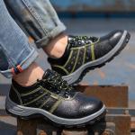 Genuine Leather Industrial Safety Shoes Mens Summer Shoes With Holes