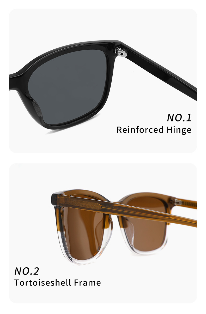 Square Shape retro eyewear sunglasses Classic Transparent Polarized Sunglasses