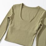 OEM maufactory U Collar Long Sleeved T Shirt Female 22 Autumn Polyester Hot Girl