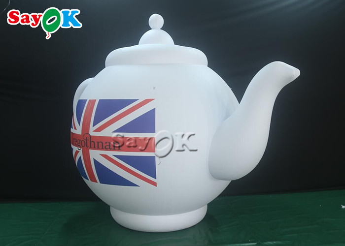 2m 6.6ft White Advertising Air Sealed Inflatable Teapot Model With Printing