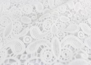Wholesale Embroidery White Stretch Lace Fabric , Water Soluble Guipure Lace Fabric For Wedding Dresses from china suppliers