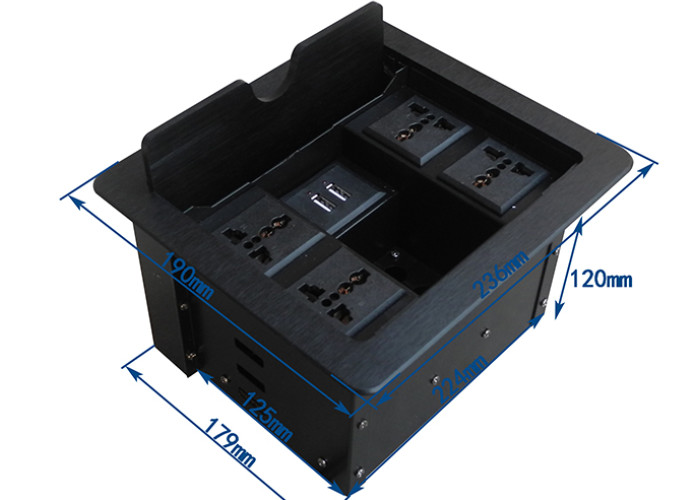 Table Mount Desk Power Outlet , Usb Conference Table Electrical Box 236*190mm