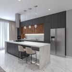 Modern Light Luxury Custom Kitchen Cabinet With Stainless Steel Stove Integratio