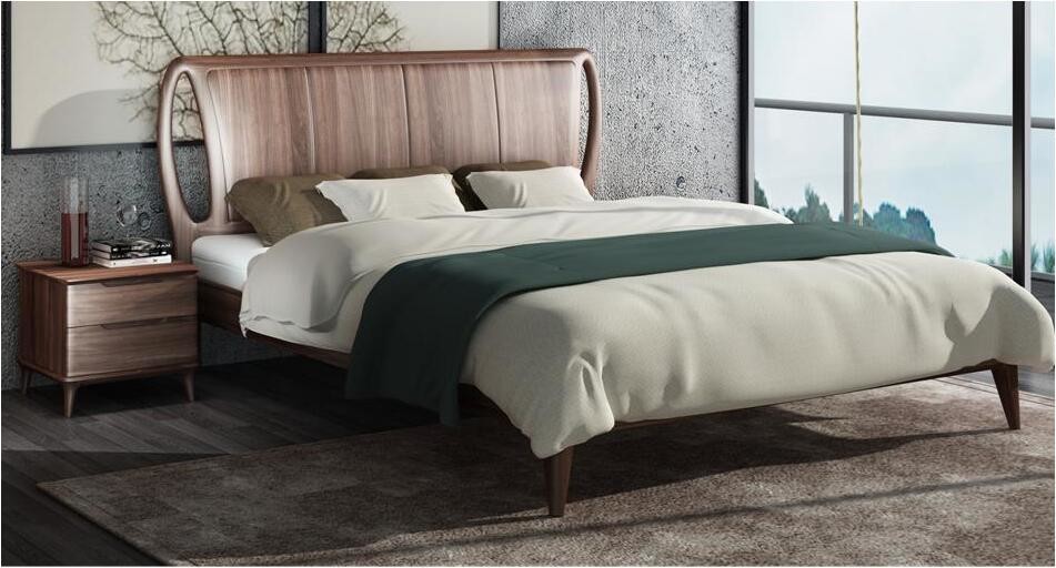 2017 New design of Doube / King bed Interior Fitment for Apartment Furniture by Walnut wood from China factory