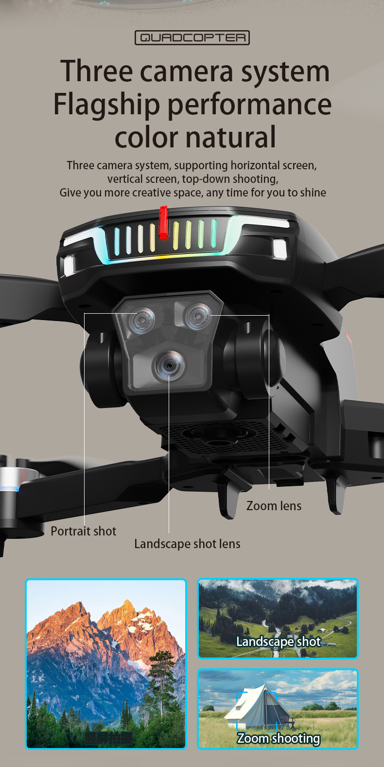 Flagship Performance Racing Drones Natural Color J16 Drone with Intelligent Obstacle Avoidance and Three Camera System