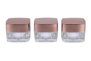 Wholesale Od 35mm Luxury 5ml Cosmetic Cream Jars Acrylic Gold Square from china suppliers