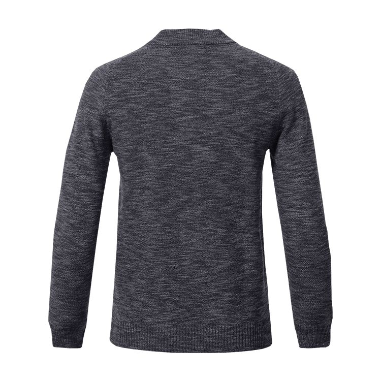 Custom Thick Knit Men's Cardigan Wool Sweater With Round Collar Full Sleeves