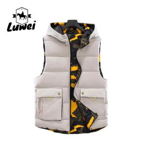 Wholesale Zipper Up Cold Weather Vest Sleeveless Reversible Hooded Cotton Padded Vest from china suppliers
