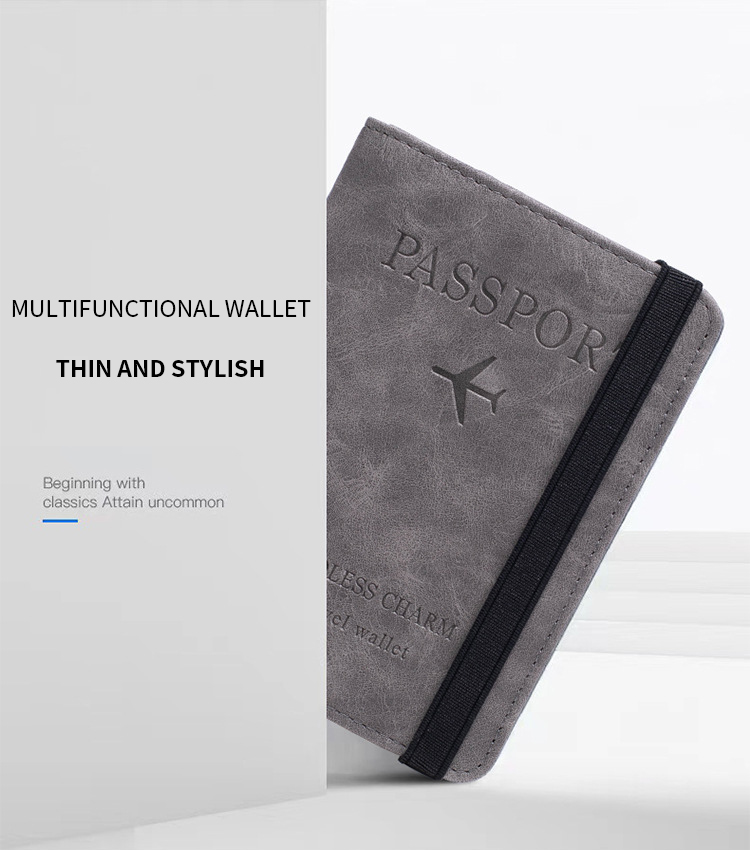 Custom Logo Pu Leather Passport Cover Rfid Blocking Passport Holder Travel Wallet With Card Case