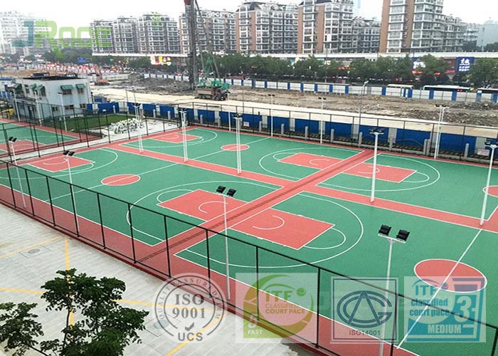 Non Toxic Fadeless Sport Court Surface , Outdoor Rubber Flooring For Basketball Court