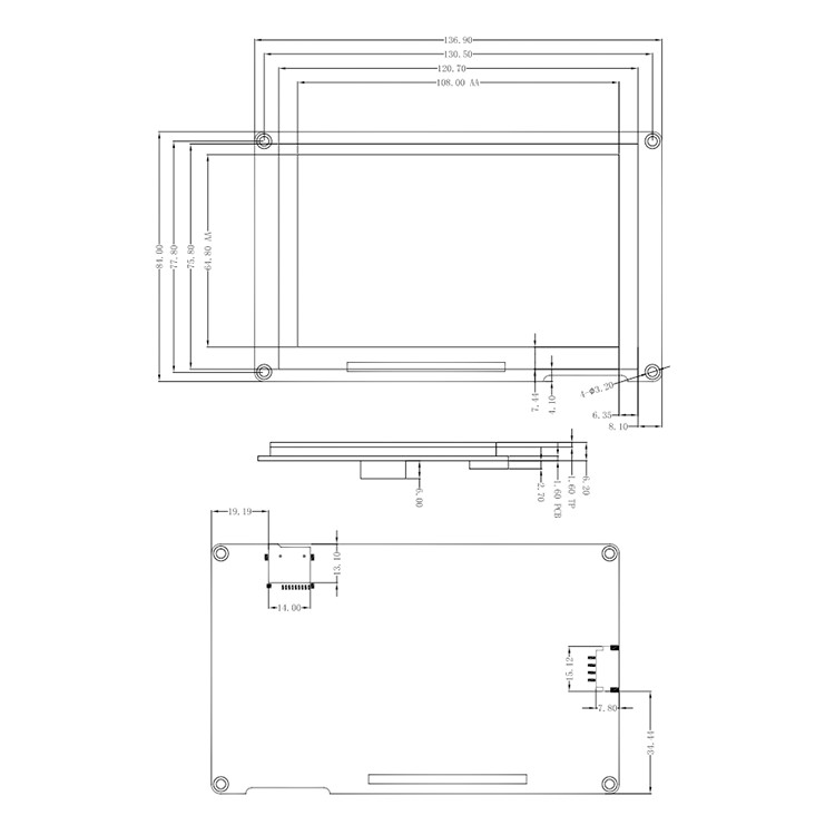 HMI Lcd Display Module Capacitive Touch 7 Inch Touch Tft Lcd 800x480 No Code Font Image