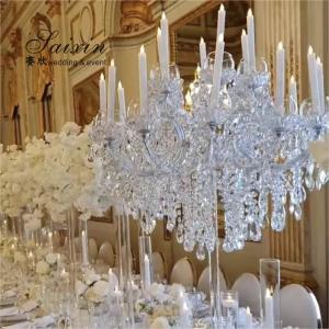 Wholesale 18 Arms Pendant Full Crystal Glass Pendant Chandelier Transparent Foot Candle Holder from china suppliers