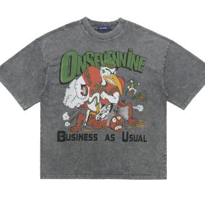 Wholesale Letter Pattern 100% Cotton Oversized Acid Washed Print Shirts Heavyweight T-Shirt from china suppliers
