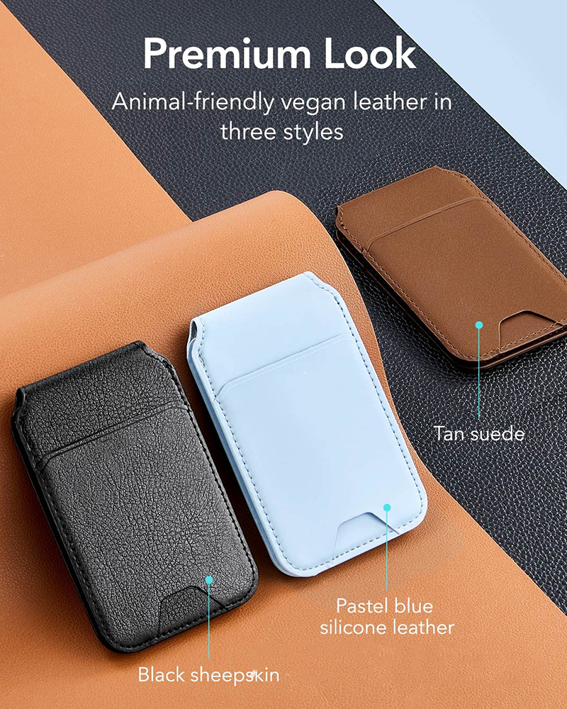 MN-2301 Leather Magnetic Card Holder Low MOQ Mix Models for Magsafe with Bracket Stand