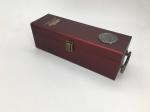 Custom PU Leather Luxury Bottle Packaging / Single Wine Box Hot Stamp Finishing