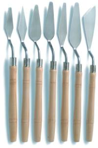 Wholesale 7 Knives Painting Knife Set , Stainless Steel Metal Palette Knife With Wood Handle from china suppliers