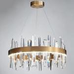 Round Shape Chandelier Crystal Ceiling Light Fixture With Metal Ceiling Plate