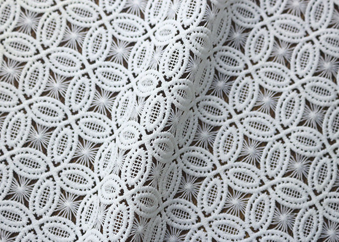 Couture Bridal Heavy African Cord Guipure Embroidered Lace Fabric For Women Dress OEM / ODM