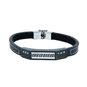 Wholesale Europ American Fashion Trendy Stainless Steel Geniune PU Leather Bracelet Bangle LBL141 from china suppliers