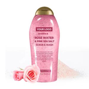 Wholesale Soothing Body Scrub With Healing Rose Quartz Gentle Exfoliating Pink Sea Salt Rosewater Body Wash To Soften Smooth Skin from china suppliers