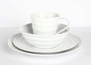 Wholesale Organic Design Cream Porcelain Dinnerware 16pcs Embossment SGS FDA Certification from china suppliers