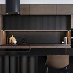 Modular Modern Kitchen Black Melamine Kitchen Cupboards Lacquer Painting Kitchen