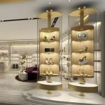 Luxury Customized Ladys Shoe Store Display Shelves Gondola Cashier Desk For