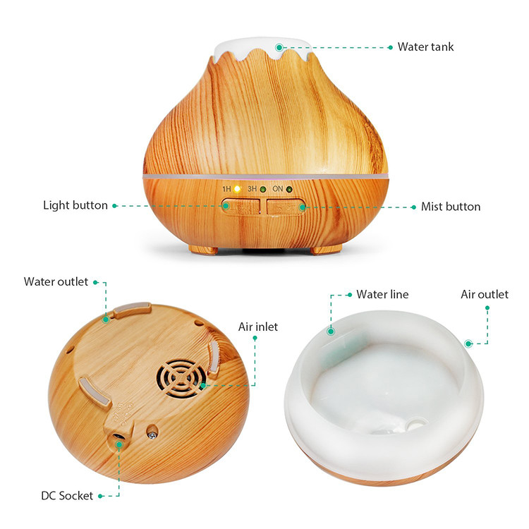 Auto Shut Off 150ml Ultrasonic Wood Grain Aromatherapy Diffuser