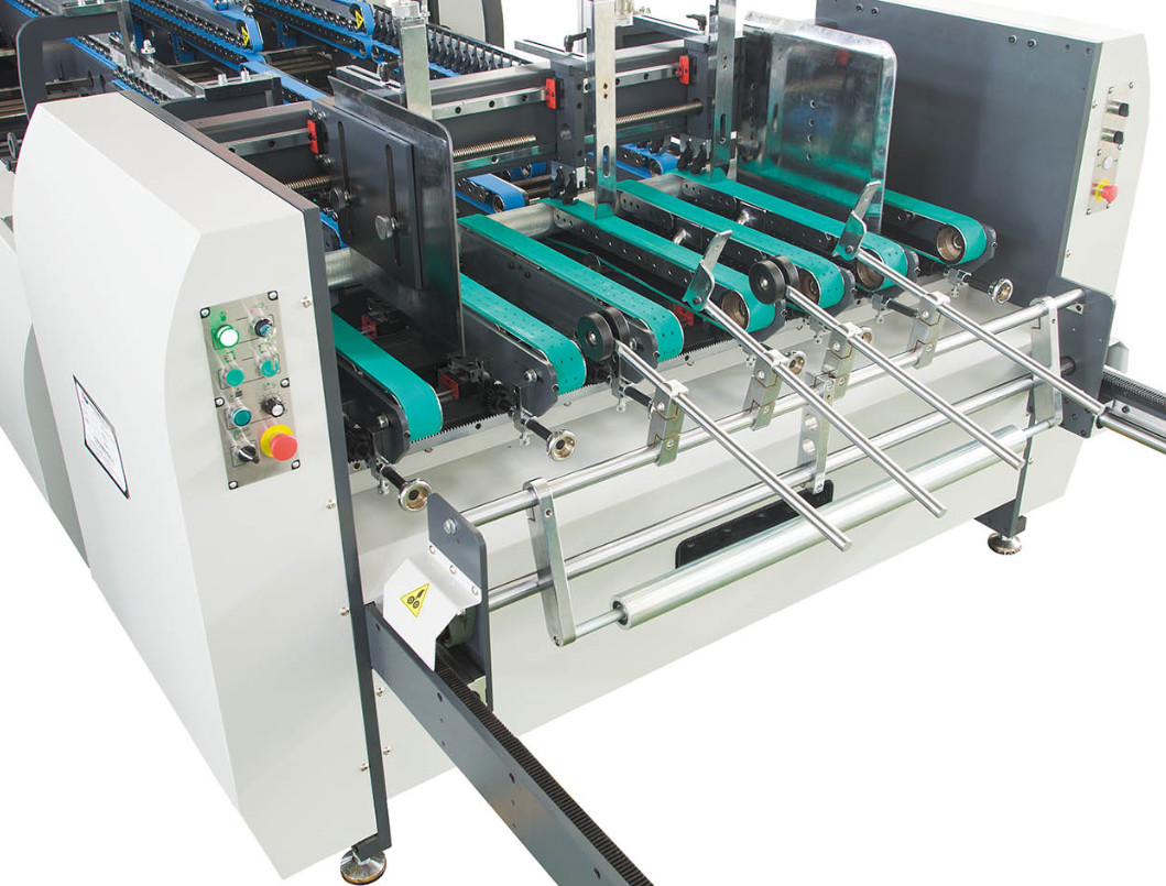 Double Laminated Carton Box Folder Gluer Machine 48KW Continuous Paper Feeding