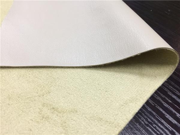 Beige Color Synthetic Leather Fabric / Polyurethane Leather Fabric Normal
