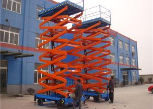 Wholesale Movable Scissor Lift Mobile Hydraulic Lift Ac380v Or Dc Battery Blue Orange from china suppliers