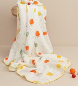 Wholesale Natural Bright Child Floral Cotton Gauze Fabric 165gsm Infant Wrap Blanket from china suppliers