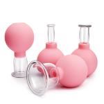 4 Pcs Pink Rubber Massage Body Cups Vacuum Cupping Glasses Face Skin Lifting