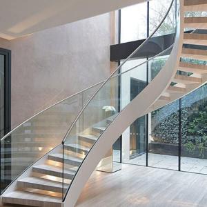 Wholesale Indoor / Oudoor Building Curved Stairs Frameless Tempered Glass Railing 700-1800mm Width from china suppliers