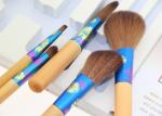 Printing Flower On Travel Makeup Brush Set Aluminum Ferrule Attractive Packaging
