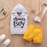 Summer Black Two Piece Suit 47in Yellow Sleeveless Jacket For Boys