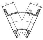 DN40 TO DN2600 Ductile iron fittings Double flange 45 angle elbow